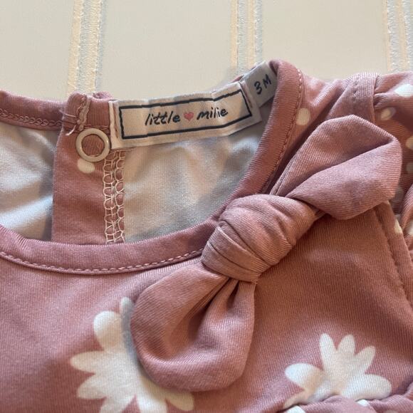 Little Millie Floral Dress Bloomers Diaper Cover Mauve Size Baby Girls 3 Months - Picture 2 of 4